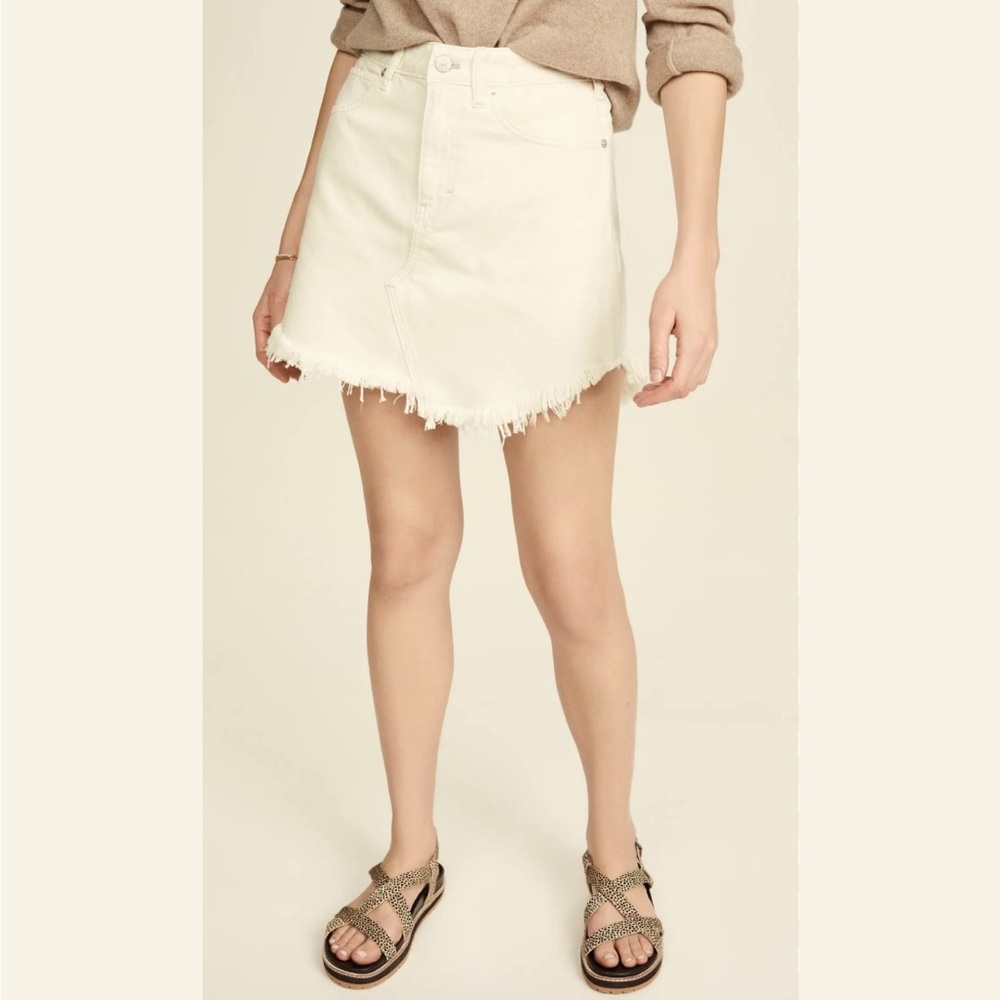 Free People We the Free Bailey Denim Mini Skirt in Coconut Cream White  size 30